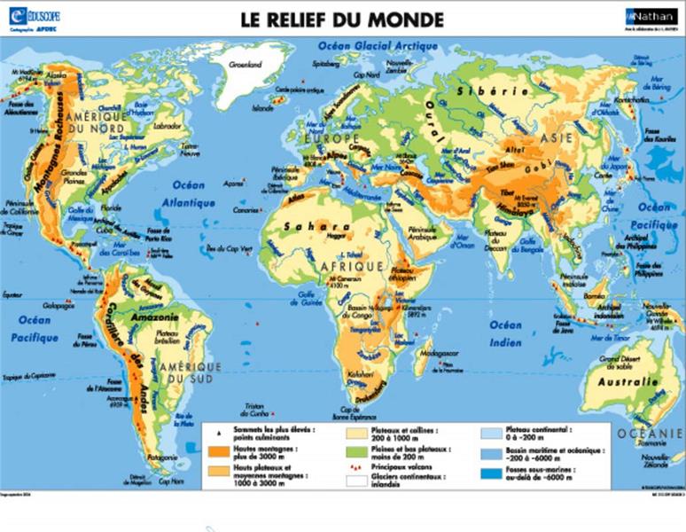 PLANISPHERES : RELIEF/POLITIQUE