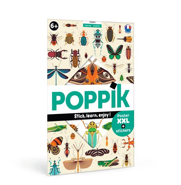 POPPIK LES INSECTES - 1 POSTER + 44 STICKERS REPOSITIONNABLES