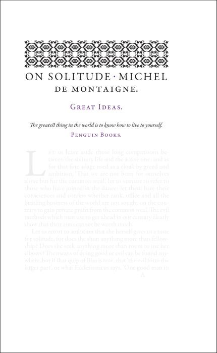 PENGUIN GREAT IDEAS - ON SOLITUDE