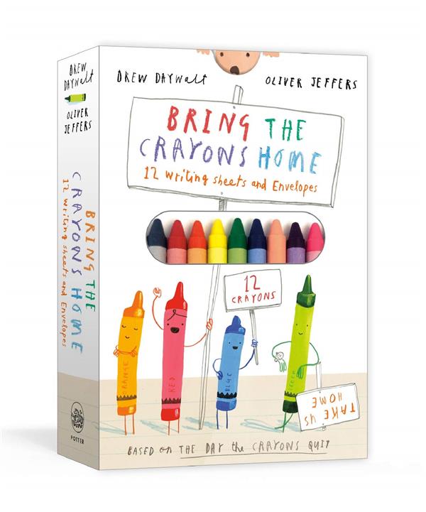 BRING THE CRAYONS HOME : A BOX OF CRAYONS, LETTER-WRITING PAPER, AND ENVELOPES /ANGLAIS