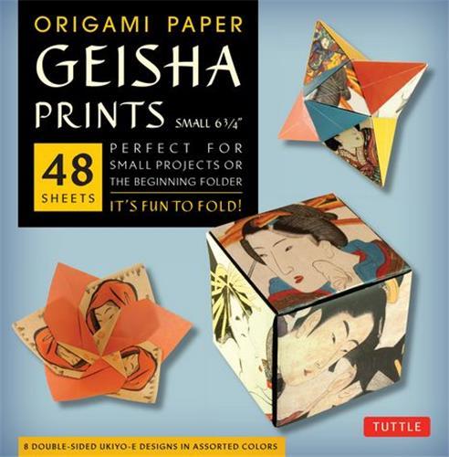ORIGAMI PAPER GEISHA PRINTS SMALL 6  3/4 /ANGLAIS