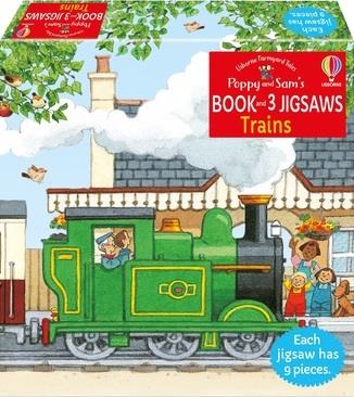 POPPY AND SAM'S BOOK AND THREE JIGSAWS : TRAINS - COFFRET