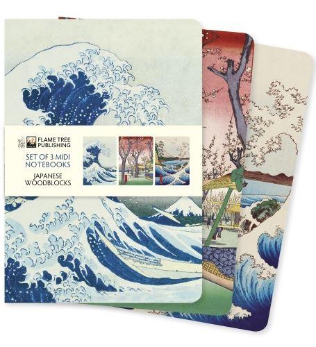 MIDI NOTEBOOK COLLECTIONS - JAPANESE WOODBLOCKS SET OF 3 MIDI NOTEBOOKS