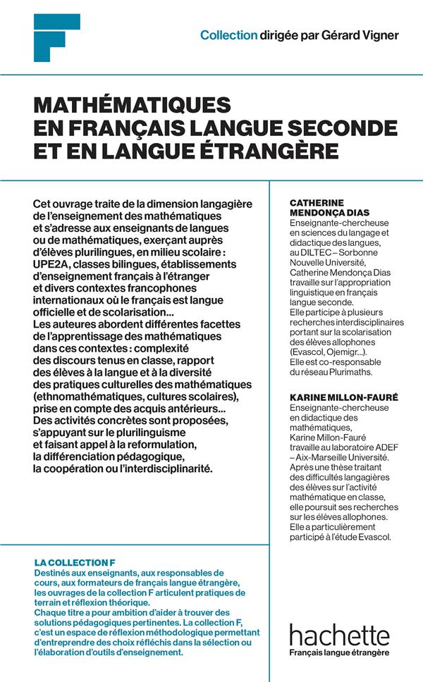 COLLECTION F - MATHEMATIQUES EN FRANCAIS LANGUE SECONDE OU EN LANGUE ETRANGERE