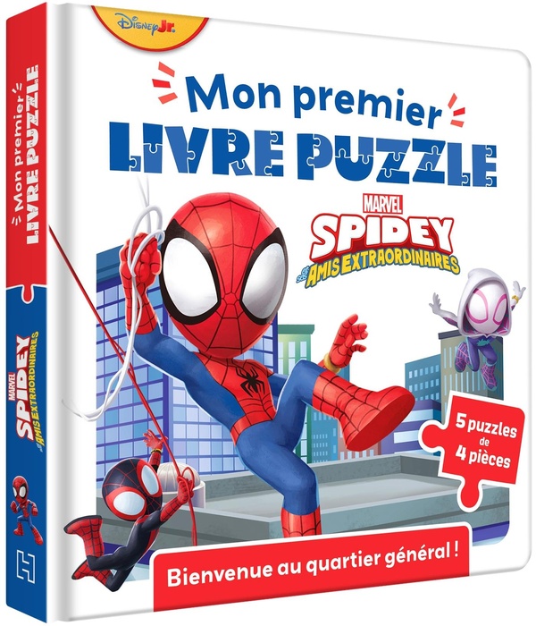 SPIDEY ET SES AMIS EXTRAORDINAIRES - MON PREMIER LIVRE PUZZLE - 4 PIECES - BIENVENUE AU QG - MARVEL
