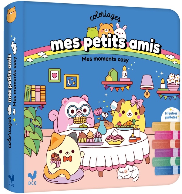 COLORIAGES MES PETITS AMIS MES MOMENTS COSY - POCHETTE AVEC FEUTRES PAILLETES