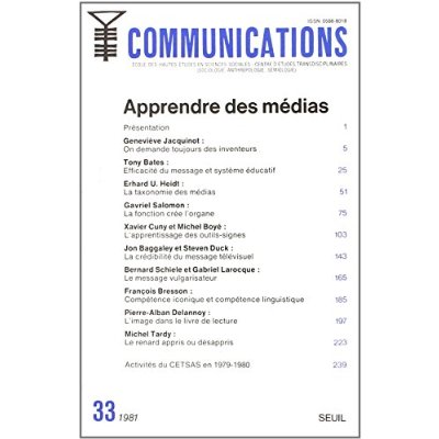 COMMUNICATIONS, N  33, APPRENDRE LES MEDIAS