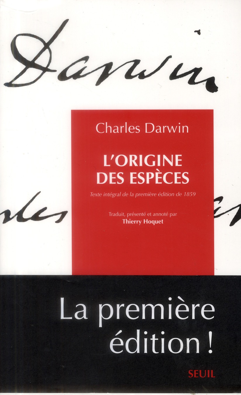 L'ORIGINE DES ESPECES - TEXTE INTEGRAL DE LA PREMIERE EDITION DE 1859