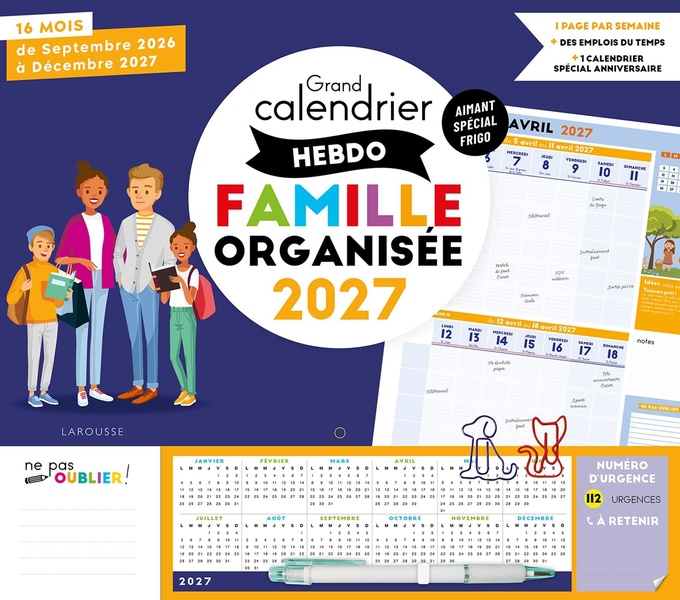 GRAND CALENDRIER HEBDO FAMILLE ORGANISEE 2027