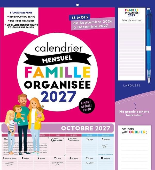 CALENDRIER MENSUEL FAMILLE ORGANISEE 2027