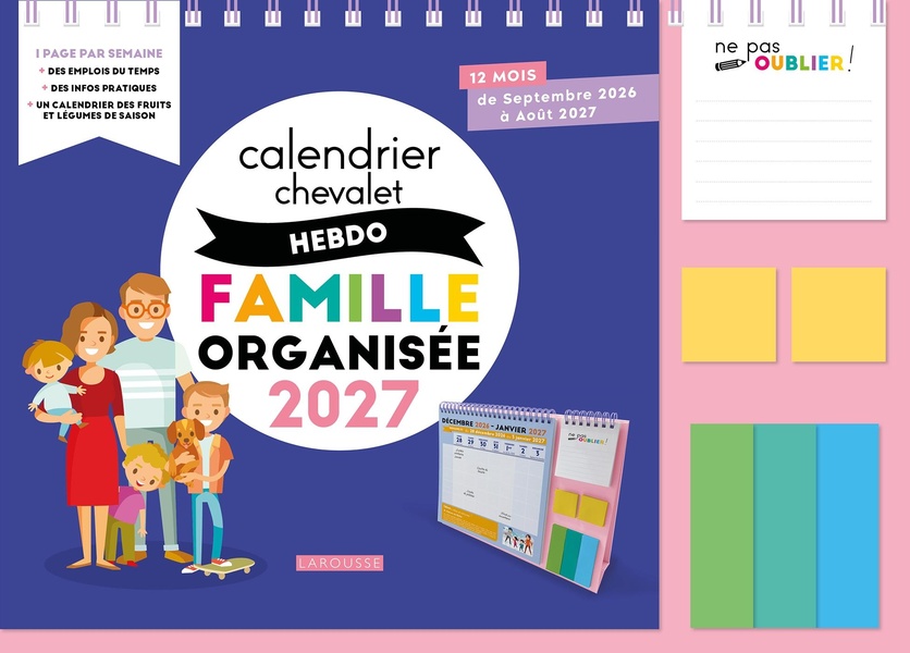 CALENDRIER CHEVALET HEBDO FAMILLE ORGANISEE 2027