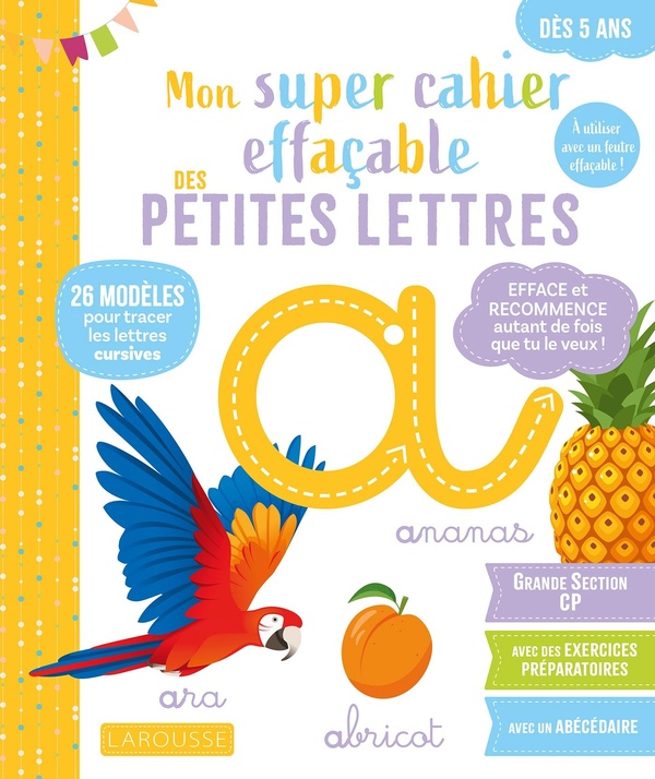 MON SUPER CAHIER EFFACABLE - PETITES LETTRES - DE LA GRANDE SECTION AU CP 5-6 ANS