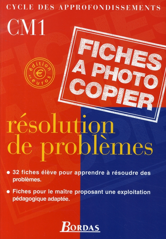 RESOLUTION DE PROBLEMES CM1 2001 FICHES A PHOTOCOPIER