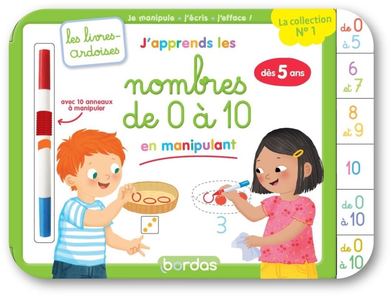 LES LIVRES-ARDOISES - J'APPRENDS LES NOMBRES DE 0 A 10 EN MANIPULANT