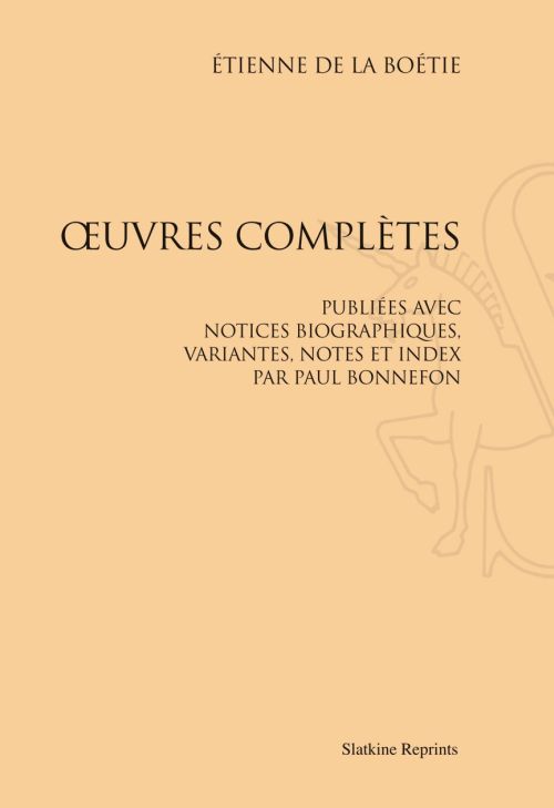 OEUVRES COMPLETES. PUBLIEES AVEC NOTICE, VARIANTES, NOTES ET INDEX PAR PAUL BONNEFON (1892)