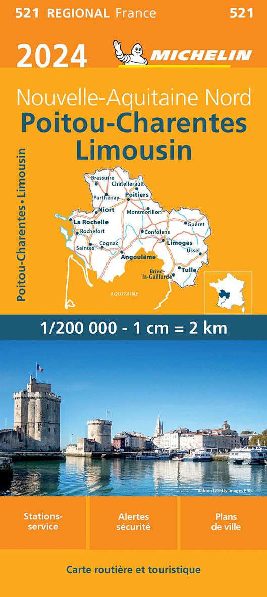 CARTE REGIONALE FRANCE - CARTE REGIONALE POITOU-CHARENTES LIMOUSIN 2024