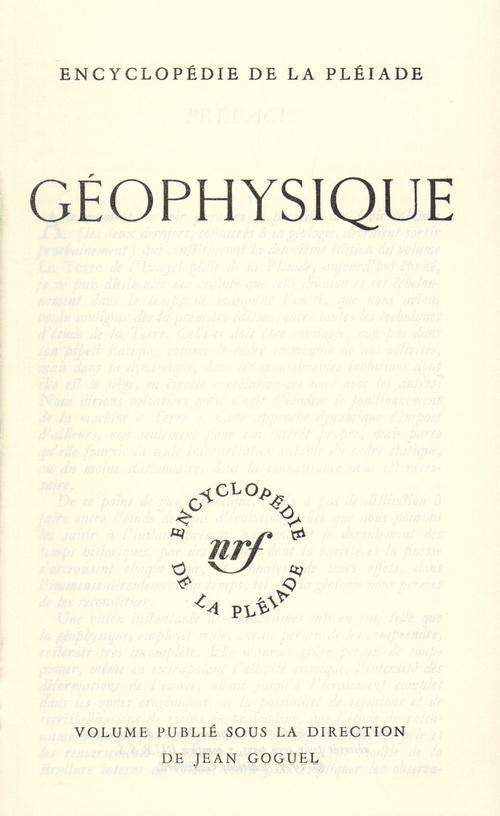 LA TERRE, I : GEOPHYSIQUE