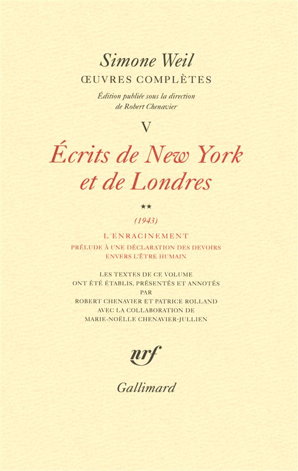 OEUVRES COMPLETES (TOME 5 VOLUME 2)-ECRITS DE NEW YORK ET DE LONDRES (1943))