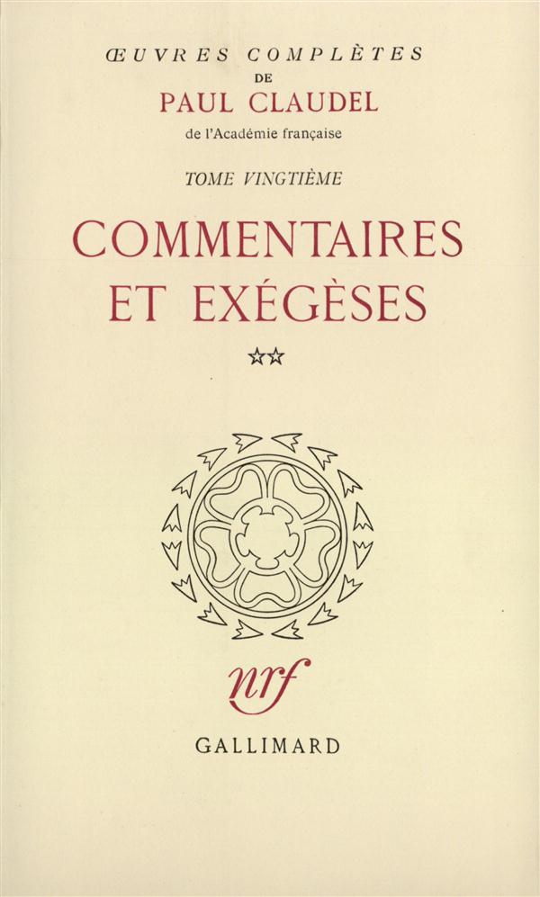 OEUVRES COMPLETES (TOME 20-COMMENTAIRES ET EXEGESES, II)