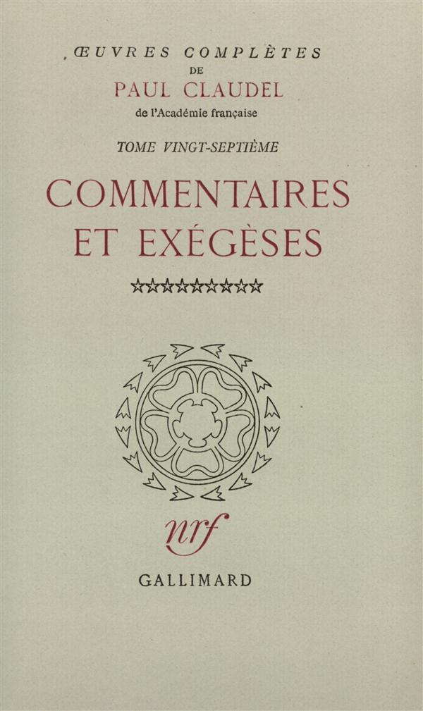 OEUVRES COMPLETES (TOME 27-COMMENTAIRES ET EXEGESES, IX)