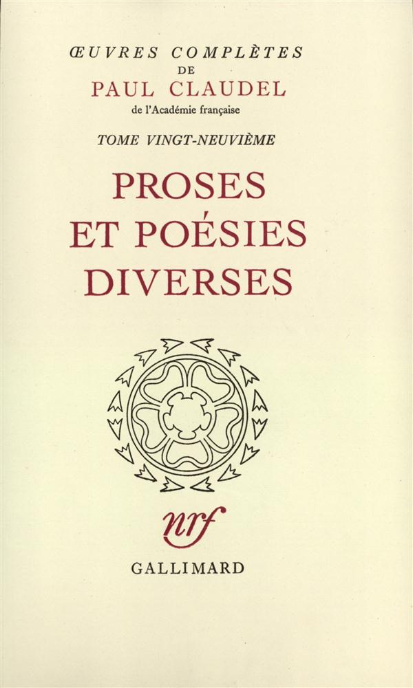 OEUVRES COMPLETES (TOME 29-PROSES ET POESIES DIVERSES)