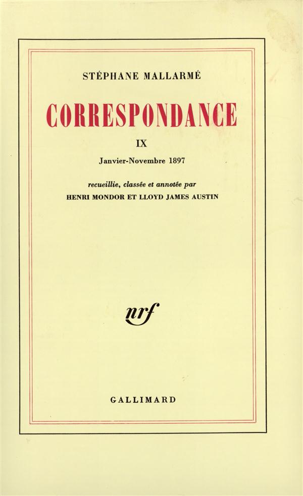 CORRESPONDANCE - VOL09 - JANVIER - NOVEMBRE 1897