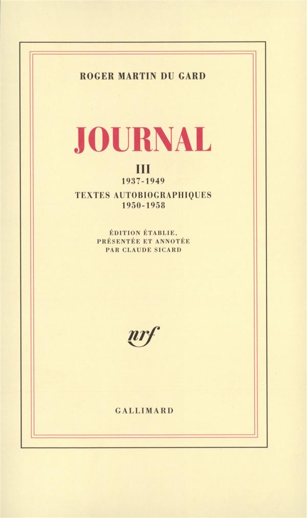 JOURNAL 1950-1958 - TEXTES AUTOBIOGRAPHIQUES
