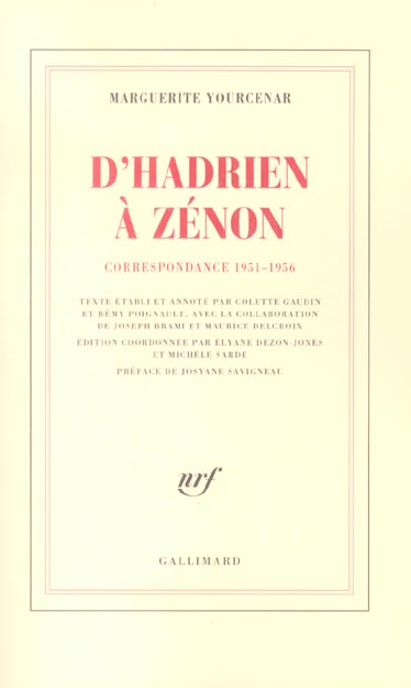 D'HADRIEN A ZENON - CORRESPONDANCE 1951-1956