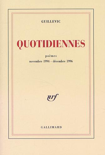 QUOTIDIENNES - POEMES (NOVEMBRE 1994 - DECEMBRE 1996)