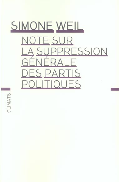 NOTE SUR LA SUPPRESSION GENERALE DES PARTIS POLITIQUES