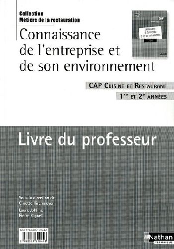 CONNAISSANCE DE L'ENTREPRISE ET DE SON ENVIRONNEMENT LIVRE DU PROFESSEUR LIVRE DU PROFESSEUR