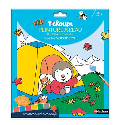 POCHETTE T'CHOUPI - PEINTURE A L'EAU - 8 TABLEAUX A PEINDRE - VIVE LES VACANCES