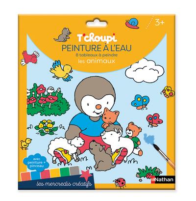 POCHETTE T'CHOUPI - PEINTURE A L'EAU - 8 TABLEAUX A PEINDRE - LES ANIMAUX