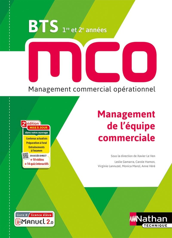 MANAGEMENT DE L'EQUIPE COMMERCIALE - BTS 1 ET 2 MCO - LIVRE + LICENCE ELEVE - 2023