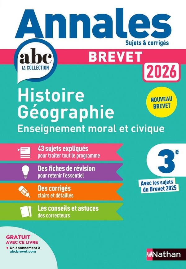 ANNALES BREVET HISTOIRE GEOGRAPHIE ENSEIGNEMENT MORAL ET CIVIQUE 2026 - CORRIGE