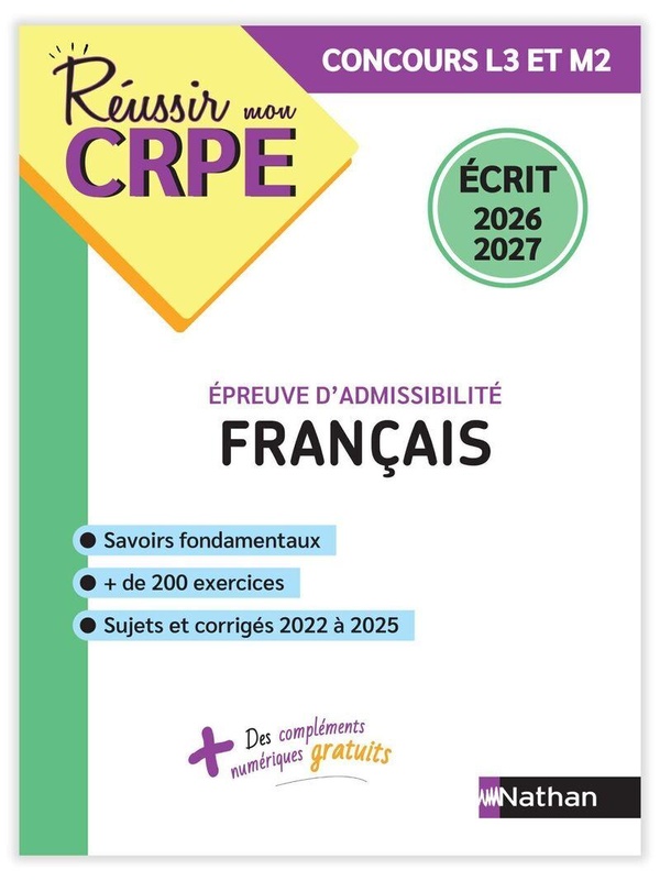 REUSSIR MON CRPE FRANCAIS EPREUVE D'ADMISSIBILITE ECRIT 2026
