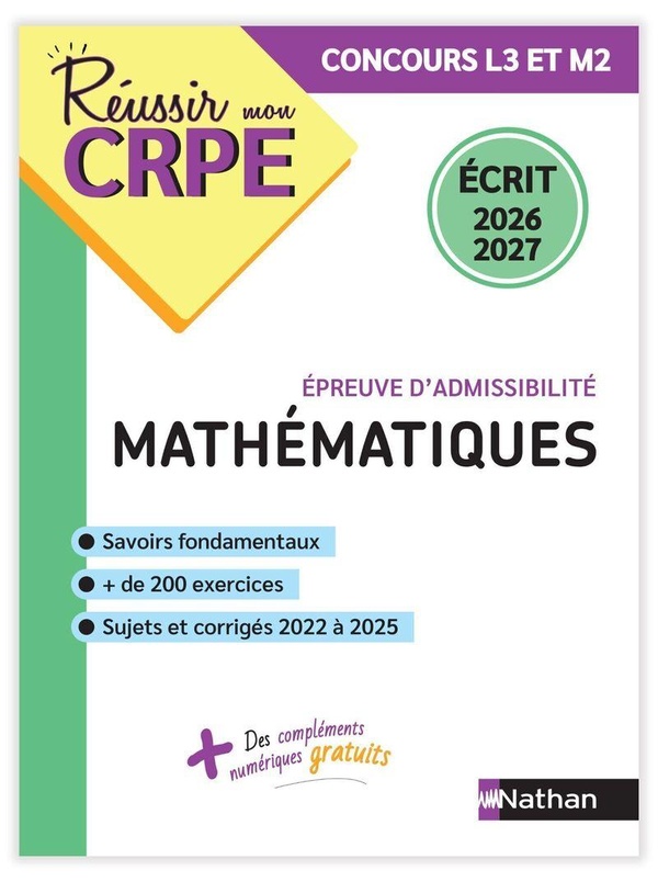 REUSSIR MON CRPE MATHS EPREUVE D'ADMISSIBILITE ECRIT 2026 2027