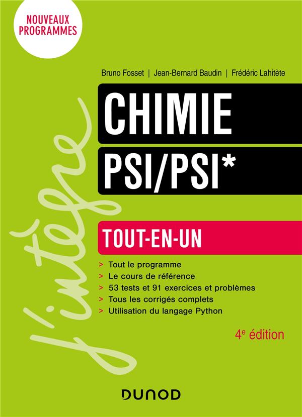 CHIMIE TOUT-EN-UN PSI/PSI* - 4E ED.