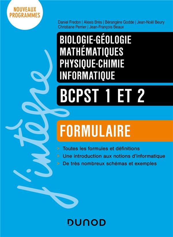 FORMULAIRE BCPST 1 ET 2 - BIOLOGIE - GEOLOGIE - MATHS - PHYSIQUE-CHIMIE - INFORMATIQUE