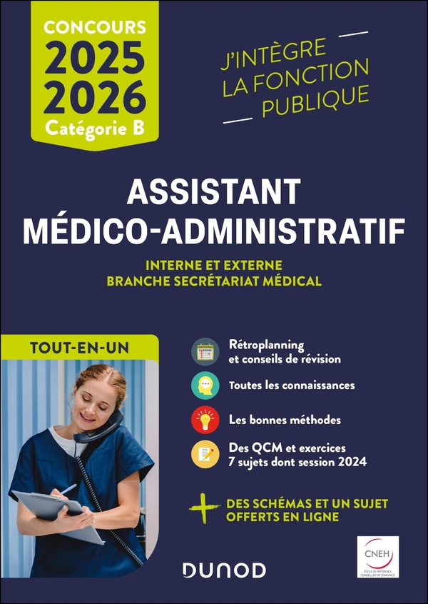 CONCOURS ASSISTANT MEDICO-ADMINISTRATIF 2025-2026 - TOUT-EN-UN - CONCOURS INTERNE ET EXTERNE BRANCHE