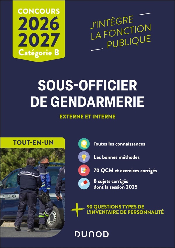 FONCTION PUBLIQUE D'ETAT - CONCOURS SOUS-OFFICIER DE GENDARMERIE EXTERNE ET INTERNE - TOUT-EN-UN 202