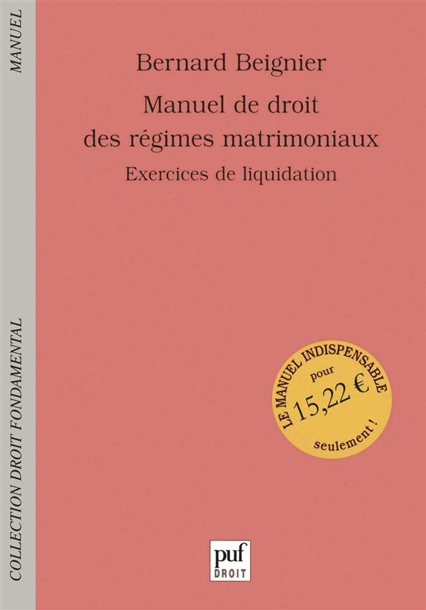 MANUEL DE DROIT DES REGIMES MATRIMONIAUX