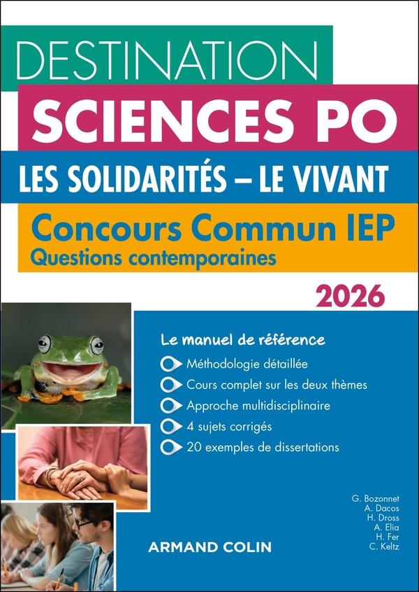 DESTINATION SCIENCES PO QUESTIONS CONTEMPORAINES 2026 - CONCOURS COMMUN IEP - NOUVEAU THEME. LES SOL