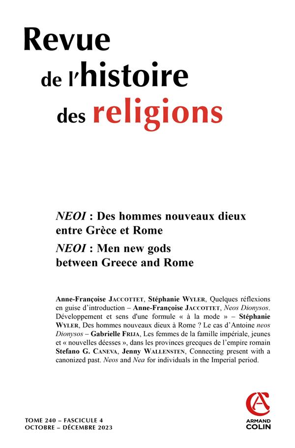 REVUE DE L'HISTOIRE DES RELIGIONS - N 4/2023