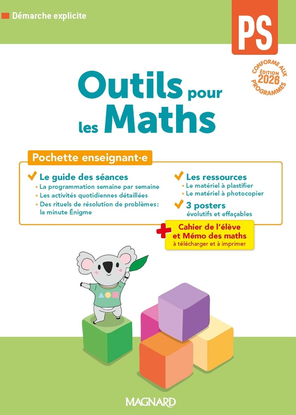 OUTILS POUR LES MATHS PS (2026) - POCHETTE ENSEIGNANT : GUIDE PEDAGOGIQUE + POSTERS + FICHES RESSOUR