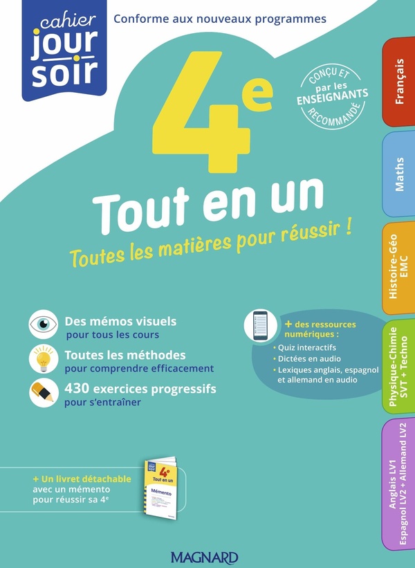 TOUT EN UN 4E - TOUTES LES MATIERES POUR REUSSIR SON ANNEE