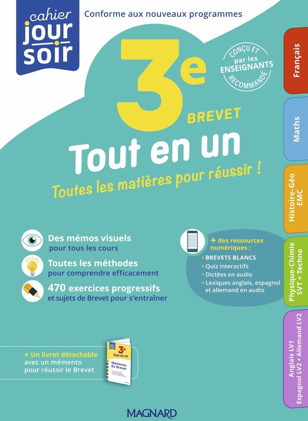 TOUT EN UN 3E BREVET - TOUTES LES MATIERES POUR REUSSIR SON ANNEE