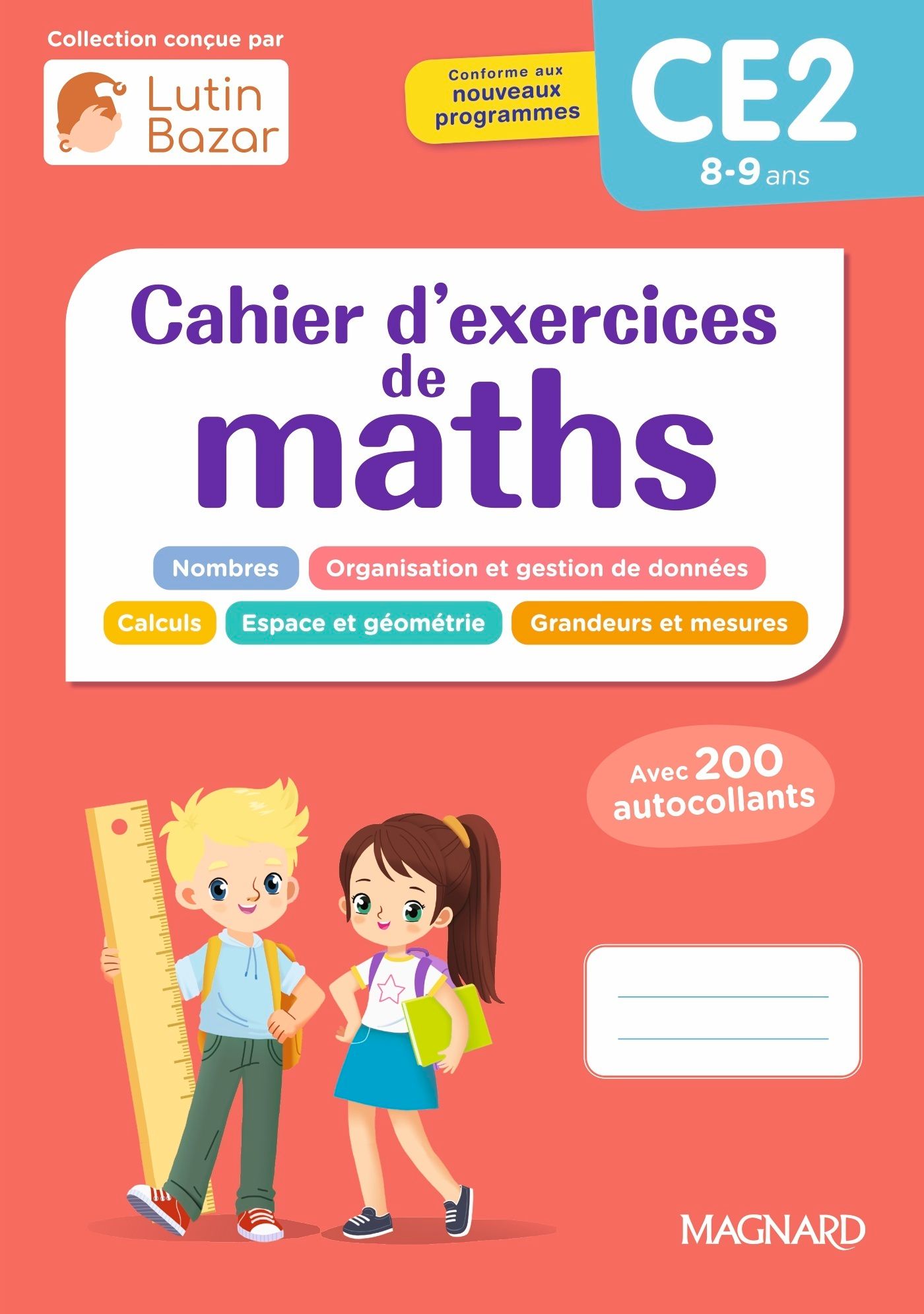 CAHIER D'EXERCICES MATHS CE2 - UNE COLLECTION CONCUE PAR LUTIN BAZAR