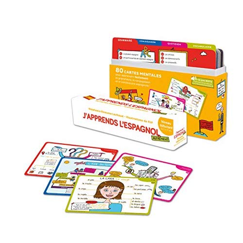 J'APPRENDS L'ESPAGNOL AUTREMENT - NIVEAU DEBUTANT - 80 CARTES MENTALES POUR APPRENDRE FACILEMENT LA