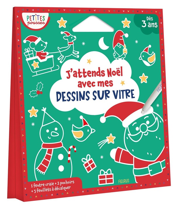 J'ATTENDS NOEL AVEC MES DESSINS SUR VITRE
